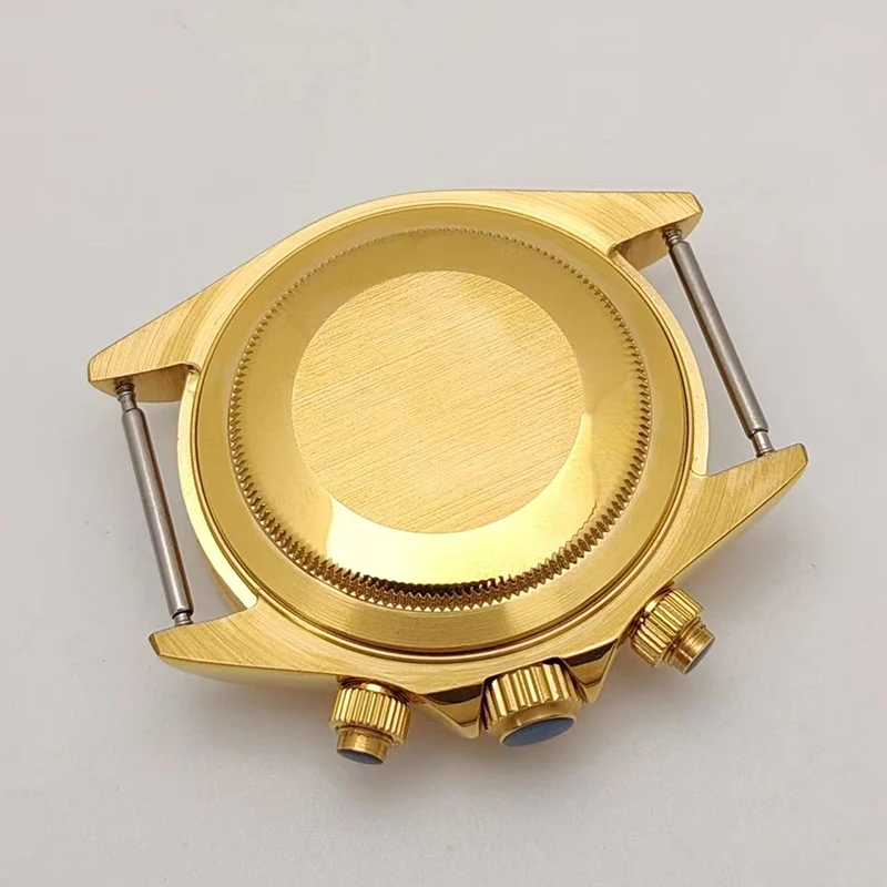 إكسسوارات علبة الساعة المخصصة حافظة 39 ملم مع إطار سيراميك ذهبي أرضي متوافق مع حركة كوارتز ثلاثية العيون VK63