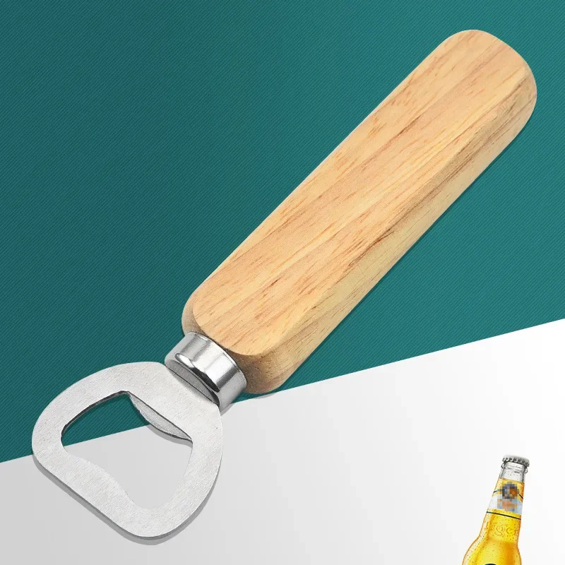 

Kitchen Gadgets Portable Beer Bottle Opener Wooden Handle Beverages Handmade Oak and Stainless Steel Material Beer Opener Tools