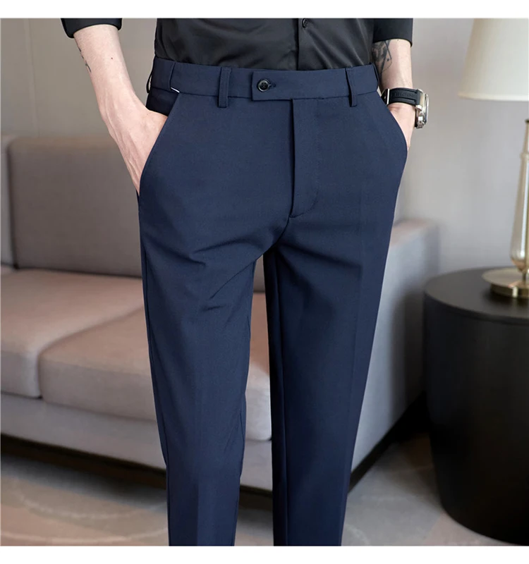 Männer Anzug Hose Herbst Elastische Taille Solide Slim Fit Kleid Hosen Business Casual Büro Sozialen Hosen Plus Größe 40 38 männer Kleidung – Detail 34