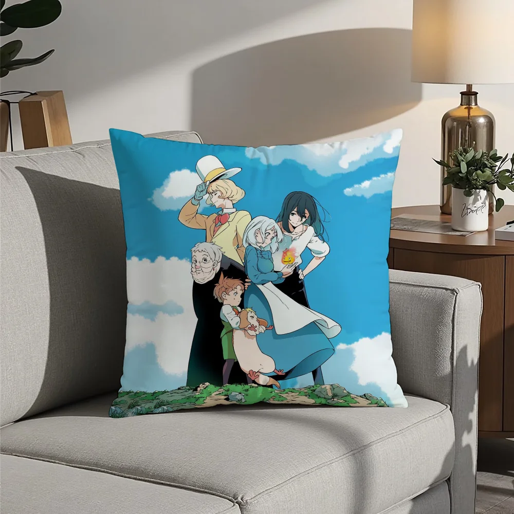 

Cartoon Howl's Moving C-Castle Pillow Case Plush Fabric Soft Pillowcase Double Sided Print Cushion Cover Household Gifts