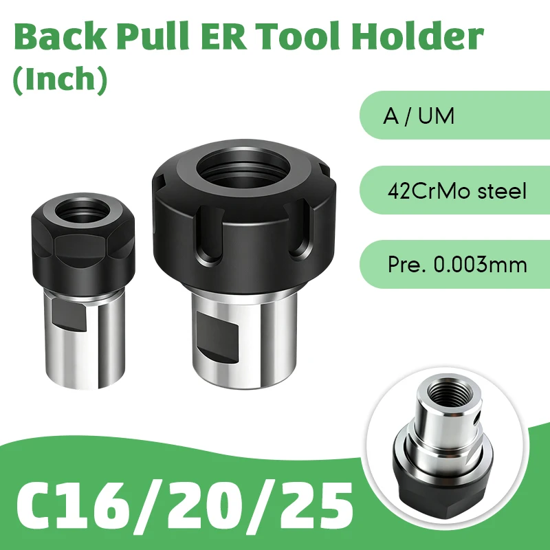British Back Pull Spindle Tool Holder ER11 ER16 ER20 ER25 Tapered Hole Instead of Threaded Drill Chuck for 1/2 3/8 5/8 Spindle T