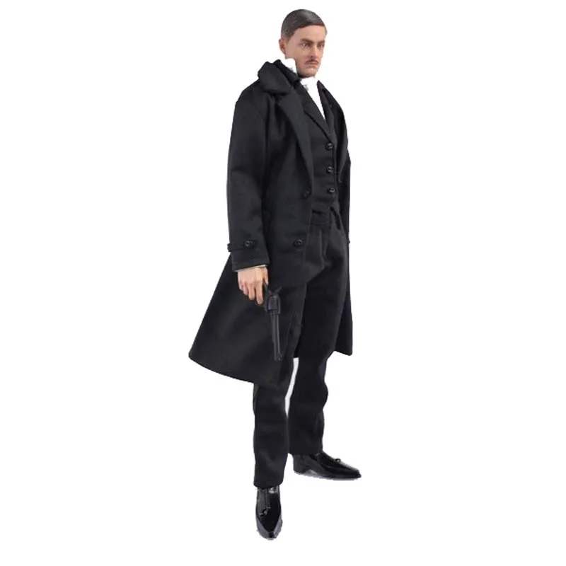 1/6 scale Male soldier Gothic Coat + Jacket + Shirt + Vest + Pants clothes set for 12in Narrow Body action figure toys