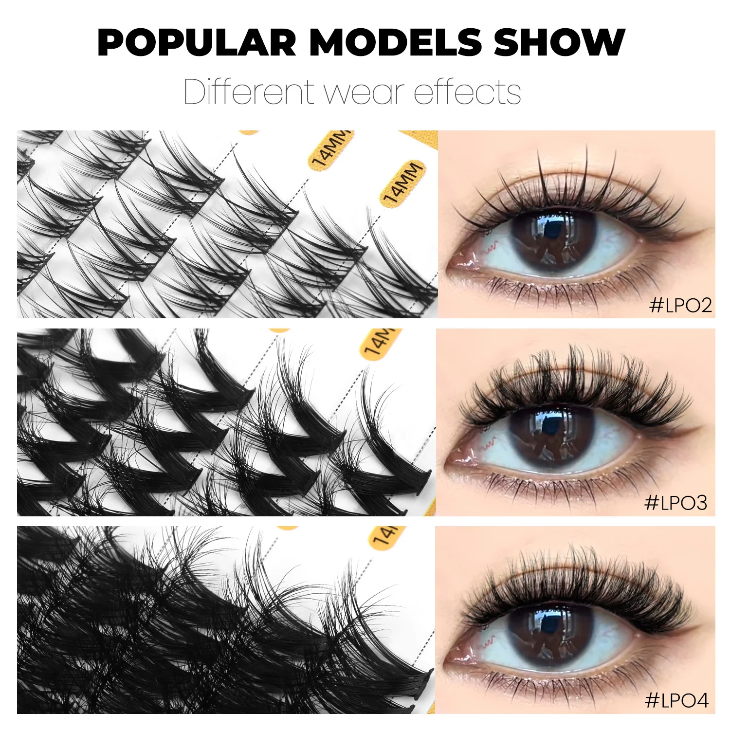 GROINNEYA DIY Lash Clusters Lash Extension Kit Individual Lashes Kit with Lash Bond & Seal Tweezers Eyelash Extension