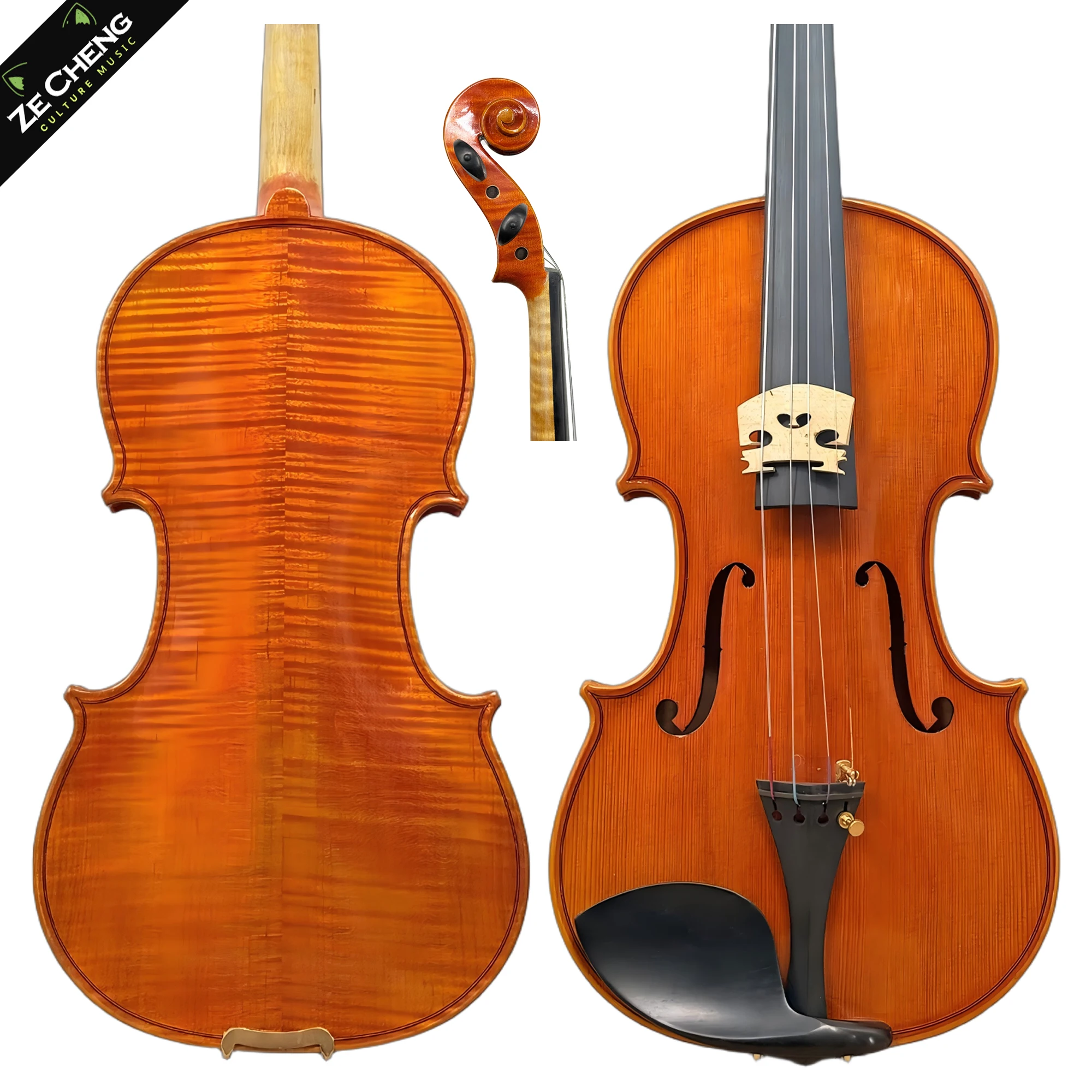 

Professional 4/4 Handmade Violin Copal Varnish Hand-Rubbed Antique Finish - Golden Amber Color Performance-Grade Violin 3/4 1/4 Matching Case and Bow
