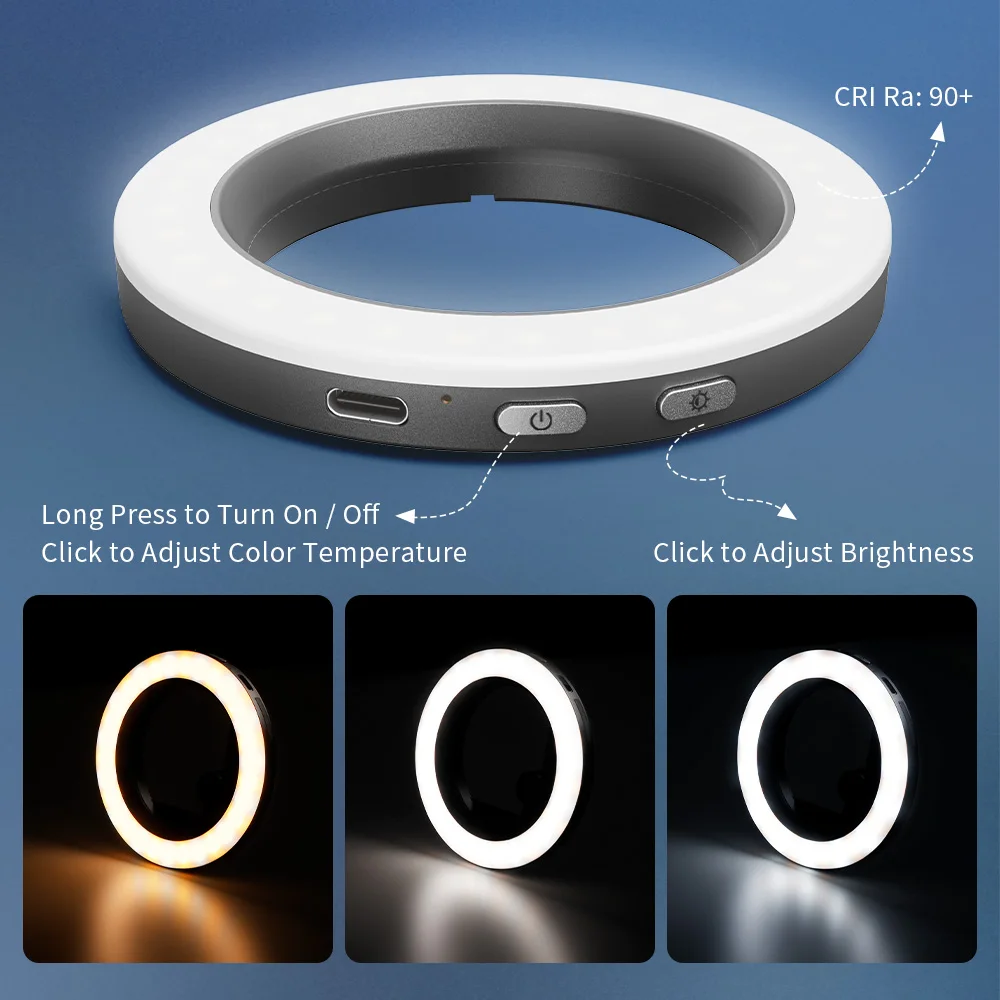 SmallRig Vibe P30 67mm Ring LED Video Light Lightweight Ring Fill Light for Camera Smart Phone 440mAh Portable mini Light 4873