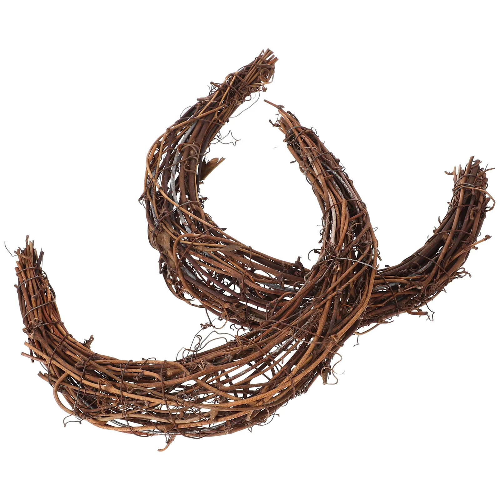 2 Pcs Rattan Garland DIY Wreath Material Hand Woven Rings Halloween Moon For Ornament Frame Artificial Vine Branch