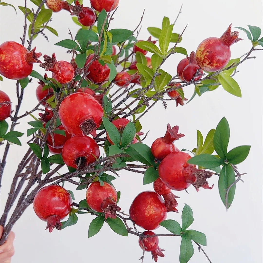 6 teile/los Lebensechte 6-Früchte Granatapfel Lange Zweig Künstliche Blumen Für Hochzeit Party Bogen Kranz Dekoration Hause Gefälschte pflanzen – Detail 6