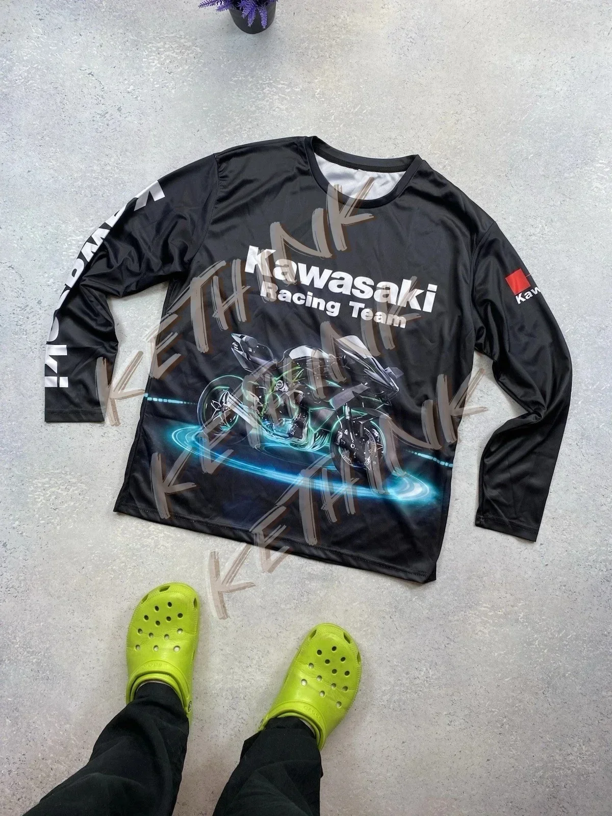 

Kawasaki Motorcycle Racing Team Men's T-shirt , Y2K Breathable Riding Shirt for Dirt Bike and Mountain Racing