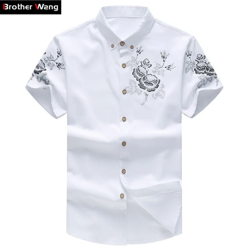 

2023 new men's shirt Fashion casual printing patterns Short-sleeved Large size Brand clothing 5XL 6XL