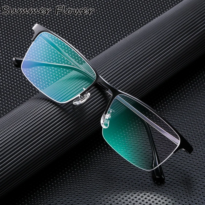 

56mm Gentlemen Glasses Male Titanium Flexible Frame Optical Myopia Eyewear Half Frame Titanium Semi Rim Spectacle for Man