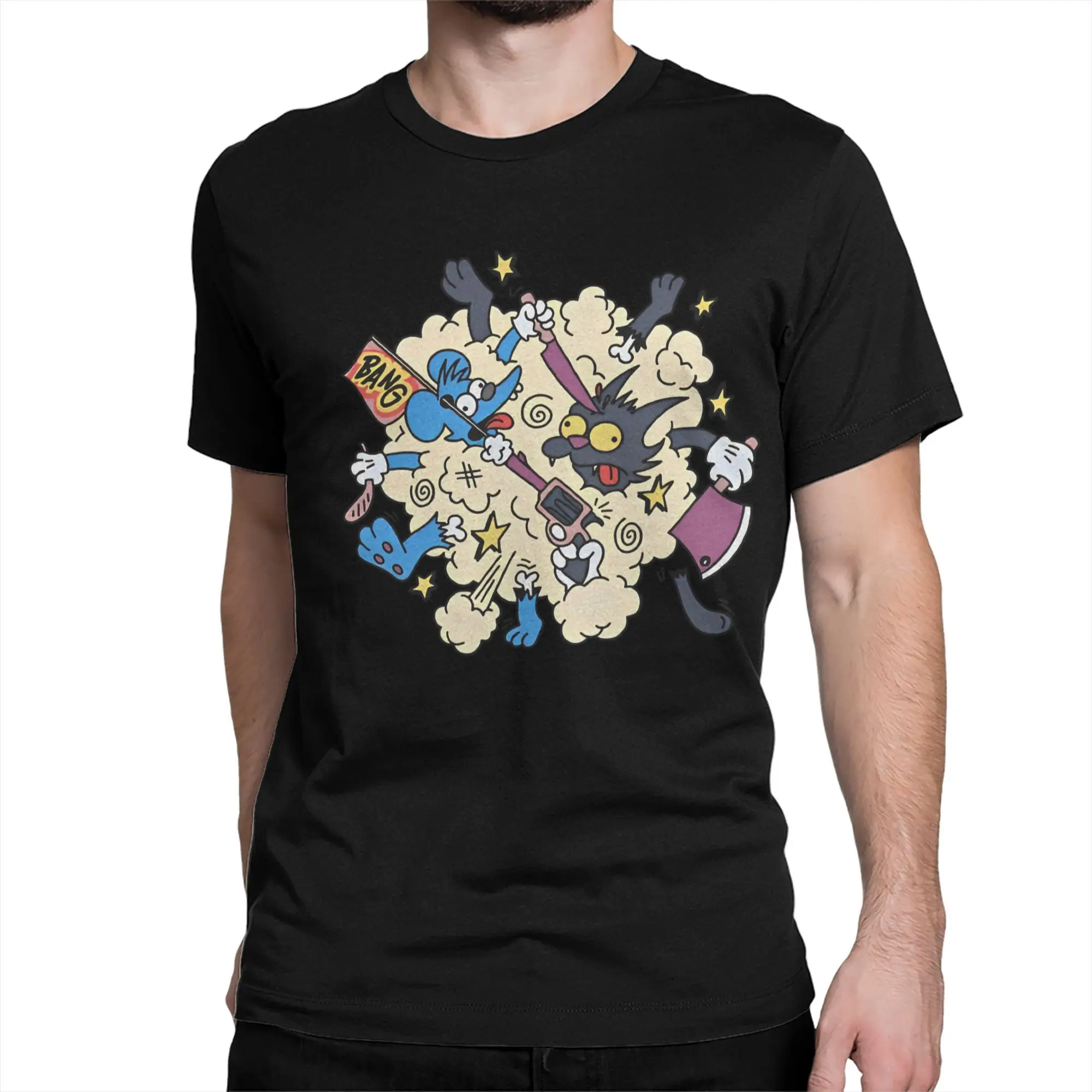 Itch Your Scratch T-Shirts Men Women Itchy And Scratchy Show Unique Pure Cotton Tee Shirt Crewneck Short Sleeve T Shirt 6XL Tops