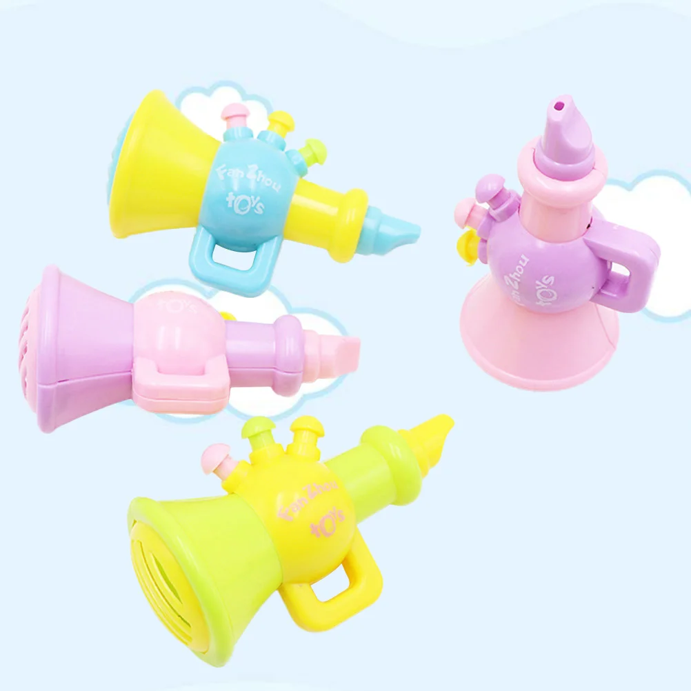 

4Pcs Kids Plastic Trumpet Hooter Bright Color Music Instrument Early Education Lung Capacity Training Gift Plastic Trumpet