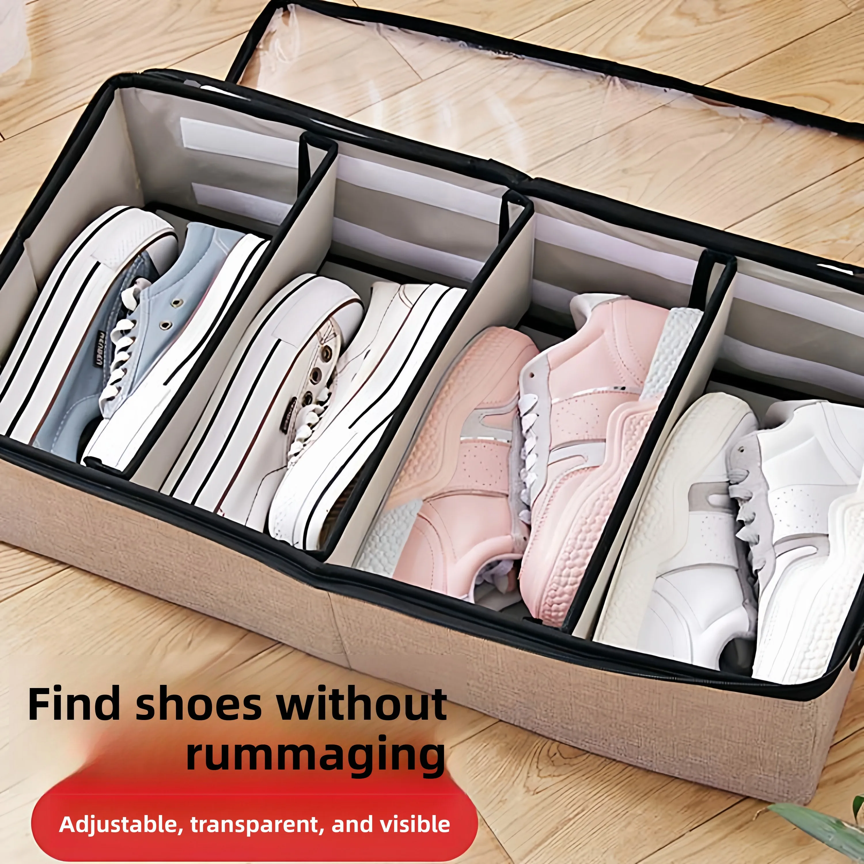 

Transparent Fabric oe Storage Box Dustproof Moistureproof Staable Long Boots Organizer for Underbed Closet Bedroom