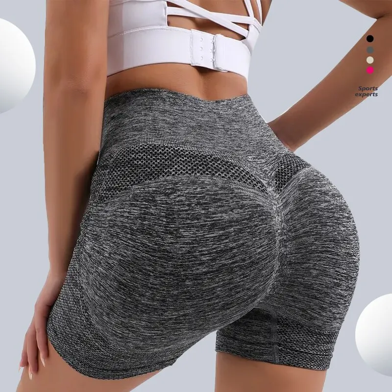 CZGUKE Women High Waist Workout Shorts Butt Lifting Tummy Control Ruched Booty Smile Yoga Short Pant