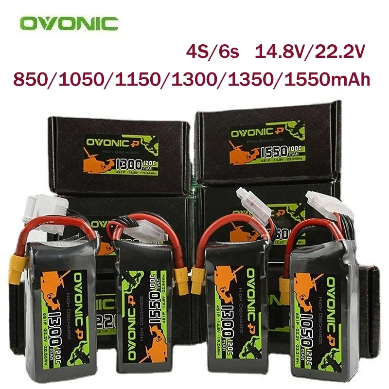 

Литий-полимерный аккумулятор OVONIC 14,8/22,2 в 850/1050/1150/1300 мАч 1350/1550/150C для радиоуправляемого вертолета квадрокоптера FPV гоночного дрона, запчасти