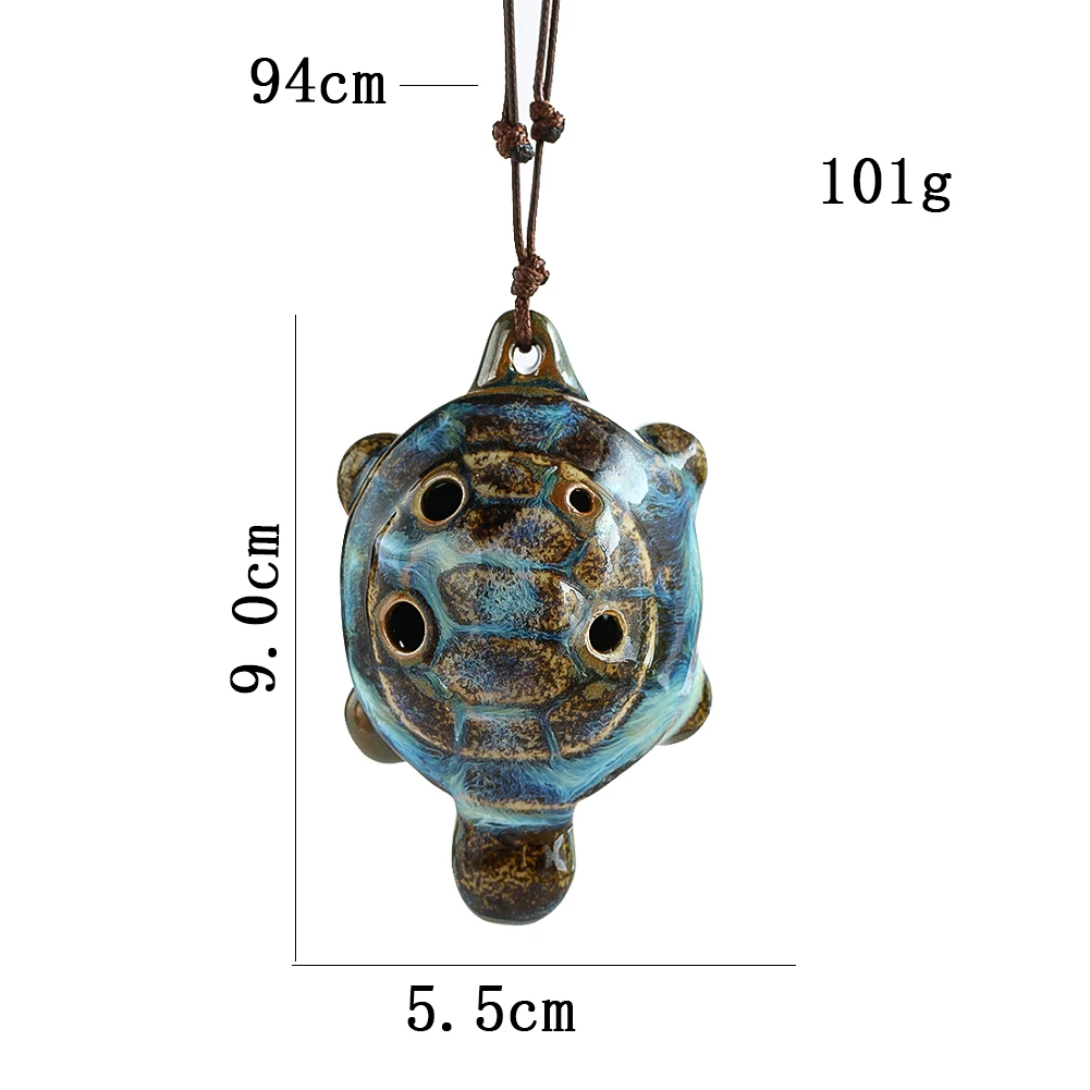 Ceramic Turtle 6 Hole Ocarina Necklace Girl Boy Toy Pendant Cute Animal Porcelain Souvenir Teaching Toys for Women Jewelry Gifts