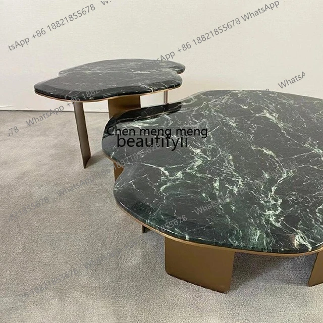 X Light luxury, marble coffee table, villa living room high and low combination coffee table