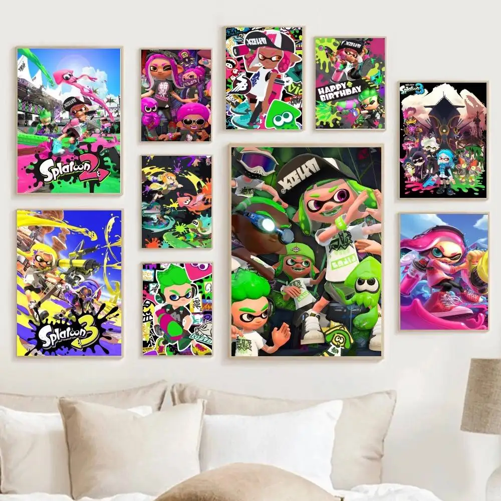 Splatoon 2 carteles carteles pinturas decorativas estudio dormitorio bar Fondo murales de pared regalos