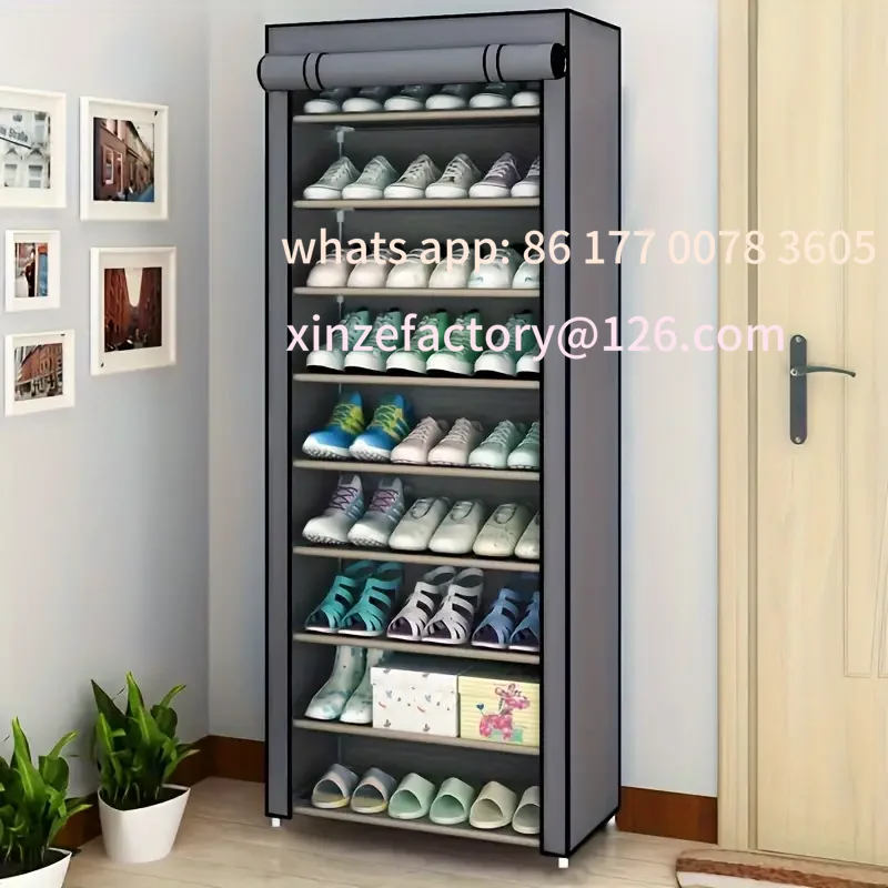 

Customizable Shoe Rack, 9 Tier Shoe Organizer with Nonwoven Fabric Cover, Shoe Storage Shelf for 40-50 Pairs of Shoes