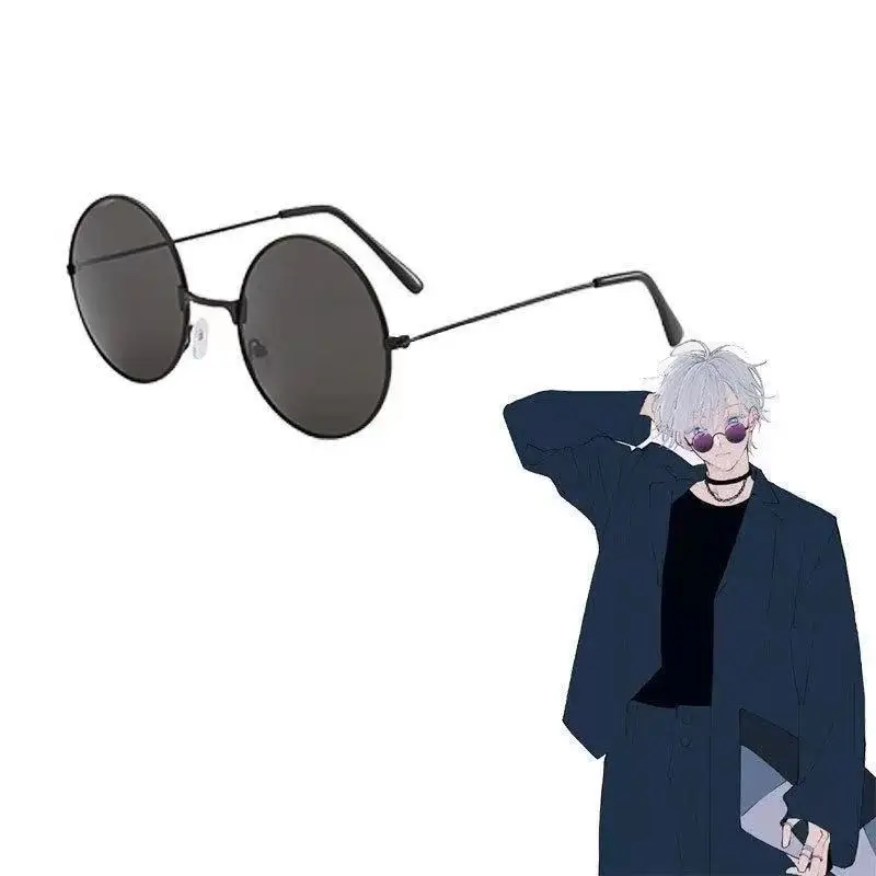 Gojo Satoru Glasses Anime Jujutsu Kaisen Cosplay Black Glasses Steampunk Round Frame Eyewear Sunglasses Accessories Men Women