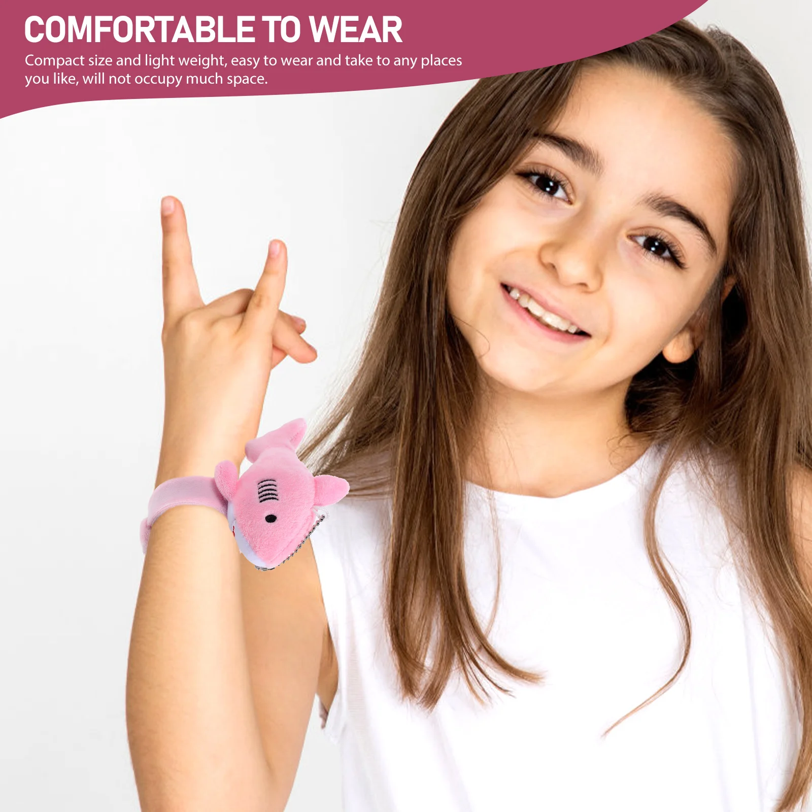 2 Stück Hai-Plüsch-Snap-Ring, Cartoon-Slap-Armband, Armband-Bänder für Kinder, niedliche neuartige Armbänder, PP-Baumwolle