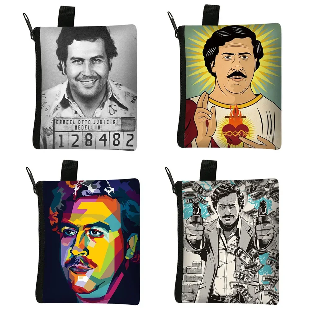 Pablo Emilio Escobar Gaviria Coin Purse Pablo Escobar Mulheres Carteira Cartão de crédito Fones de ouvido Key Holder Money Coin Bag Cute Purses