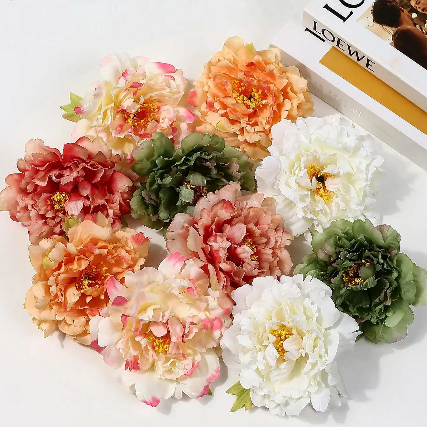 2/5Pcs 12cm Peony Artificial Silk Flowers Heads for DIY Wreath Gift Box Scrapbooking Wedding Home Party Decora Craft Fake Flower