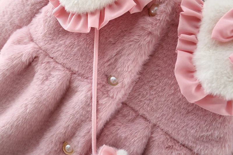 2 Teile/satz Entzückende Winter Kinder Pelzigen Kleidung Süße Bogen Weiche Warme Mantel 0-3 Jahre Altes Kind mantel + Tasche Kinder Neue Jahr Tragen – Detail 7