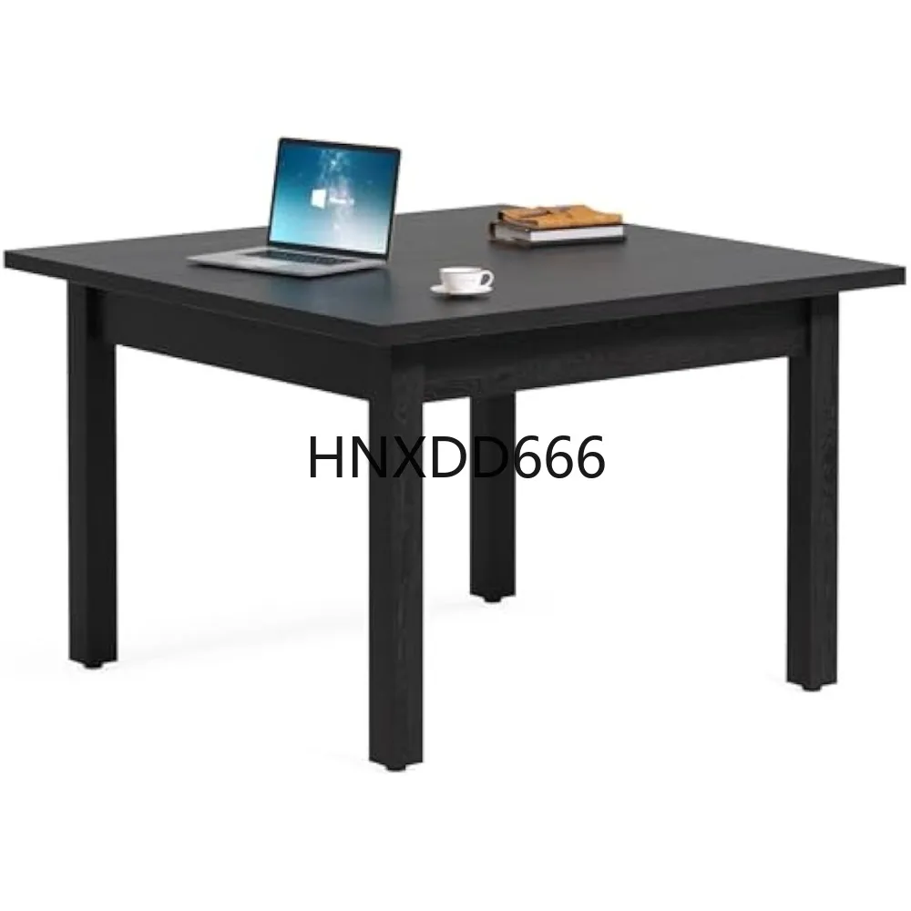 

39.4-Inch Square Conference Table for 4 People, Small Wooden Meeting Room Table with Solid Wood Legs and Thicken Table