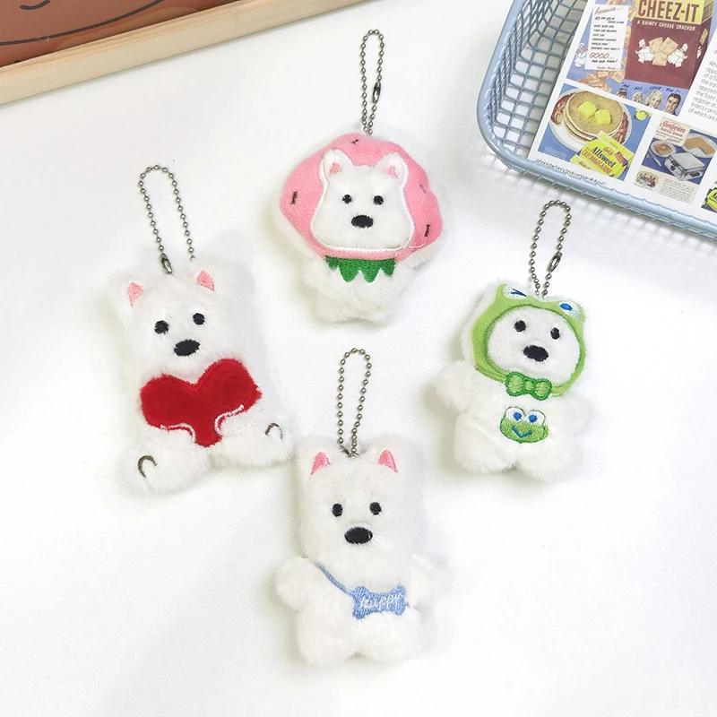 Kawaii Plush Puppy Keychain Doll Toys Cartoon Bag Pendant Charms Car Keyring For Women Girls Backpack Decoration Birthday Gifts