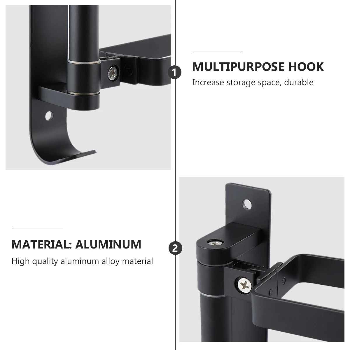 

Storage Rack Towel Rod Bathroom Rail Hooks for Bathrooms Towels Black Bar Wall-mounted