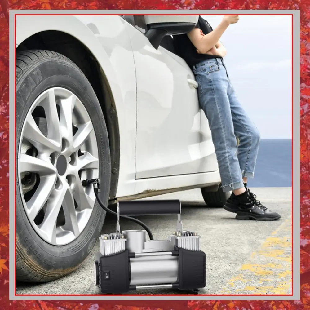 

Портативный двухцилиндровый воздушный насос 12В, мощный портативный автомобильный компрессор, насос для накачивания шин, портативный двухфункциональный воздушный насос