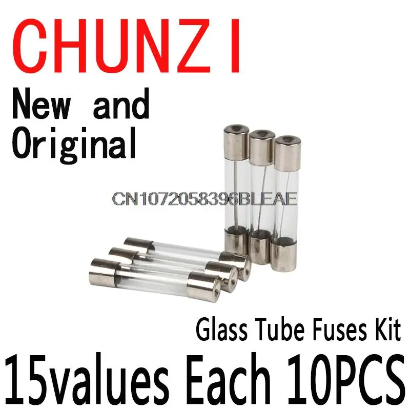 150PCS/Set 15Kinds Fast-blow Glass Tube Fuses Car Glass Tube Fuses Assorted Kit 6X30 With Box Fusiveis Fuses 6*30 0.1A-30A