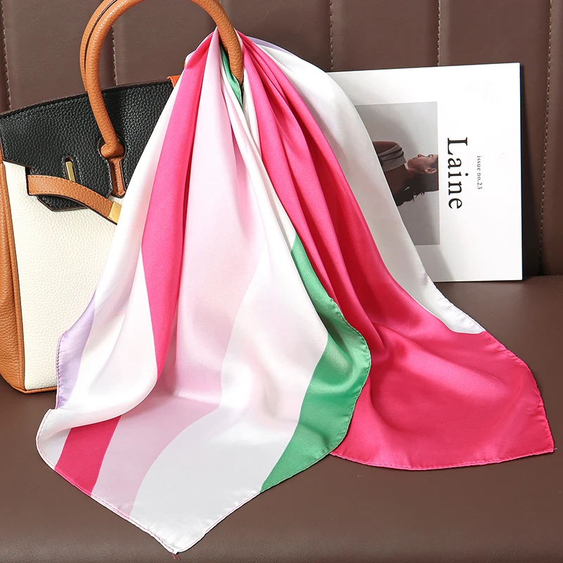 Luxury Ribbon Headband Female Shawl Fashion Satin Silk Square Scarf for Women Neckerchief Hair Bands Wraps Bandana Accessories