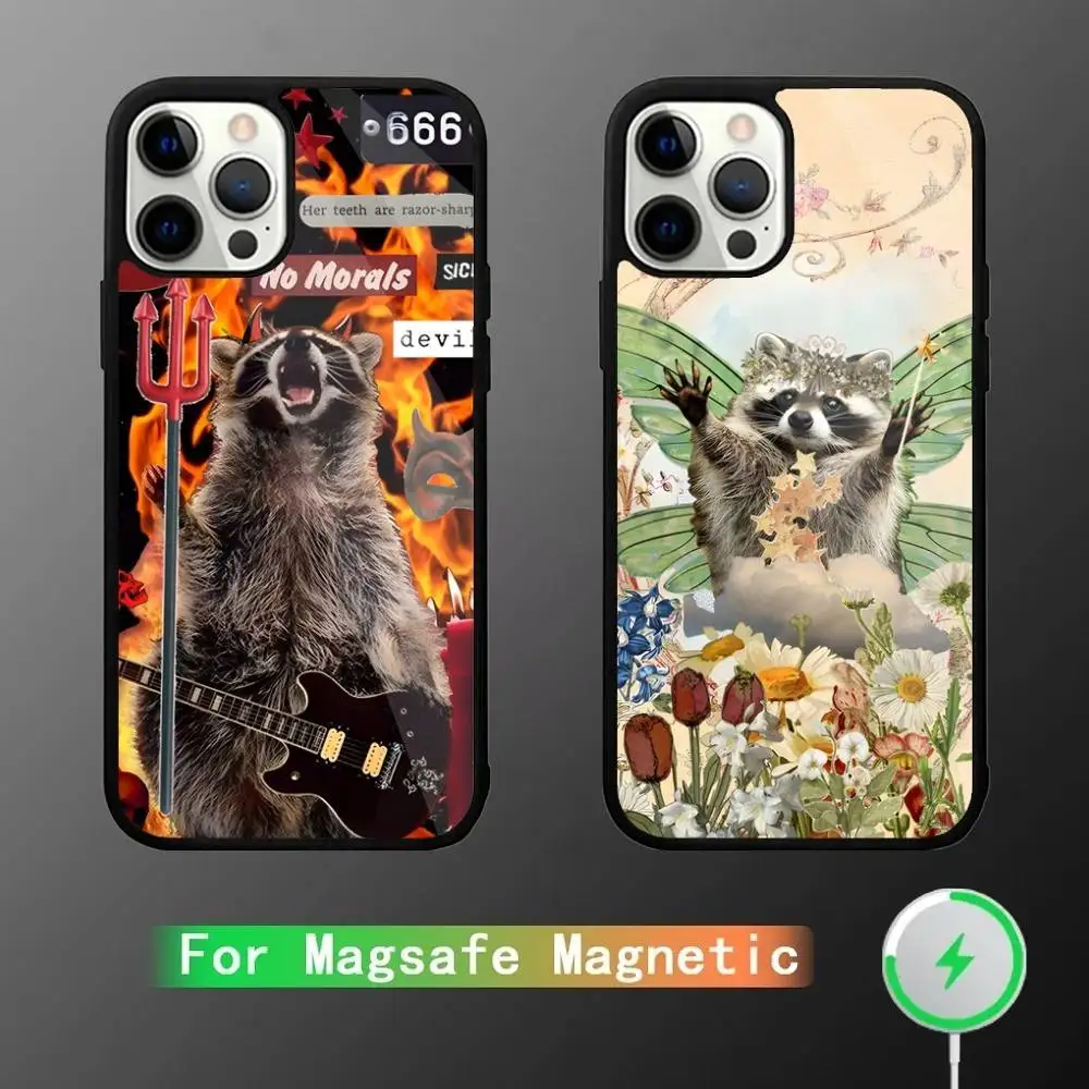 

Cute Raccoon Phone Case For iPhone 17,16,15,14,13,12,11,Plus,Pro,Max,Air,Mini Magsafe Magnetic Wireless Charging