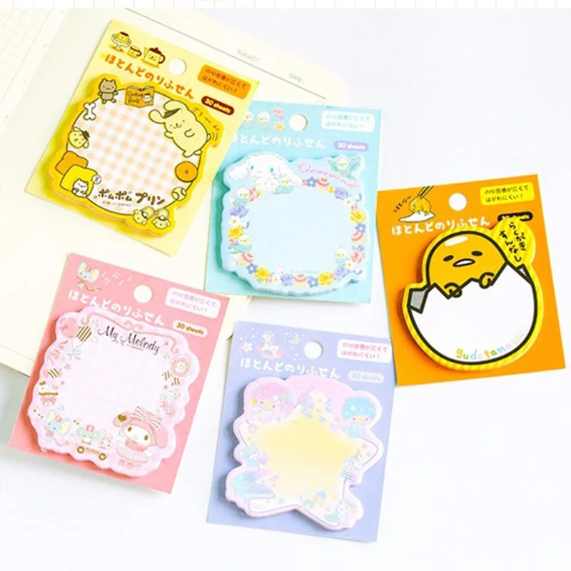 30pcs/lot Sanrio Melody Cinnamoroll Memo Pad Cute Egg Sticky Notes Stationery Label Notepad Planner Sticker Post School Supplies