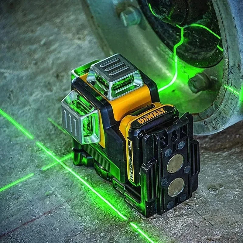 Dewalt 3 Sides*360 Degree Vertical 12 Lines Laser Level Horizontal Green Light Level Meter Outdoor For 20V Recharging Battery