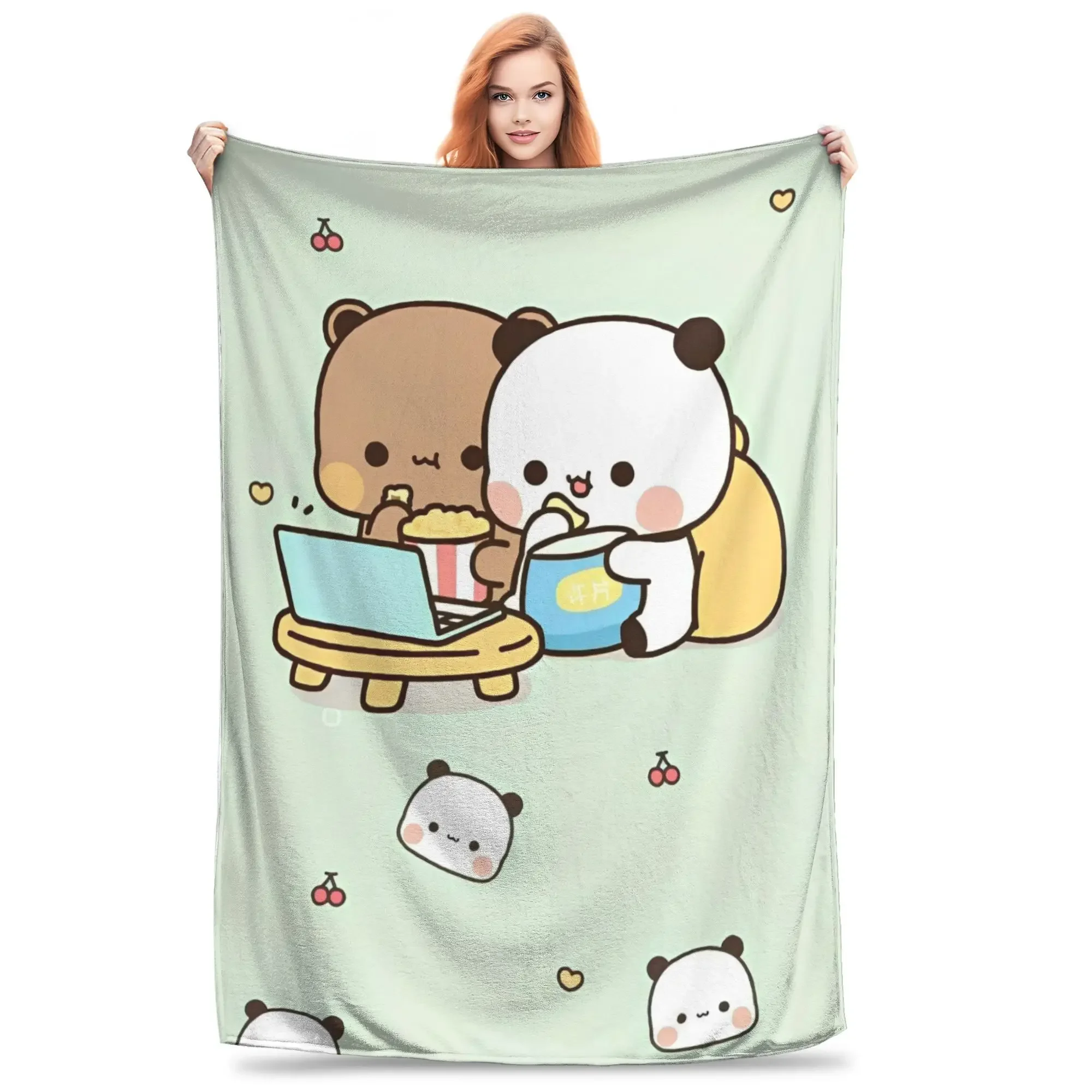 Bear Cartoon Cute Bubu Dudu Blankets Flannel Print  Breathable Lightweight Thin Throw Blankets for Bedding Travel Quilt