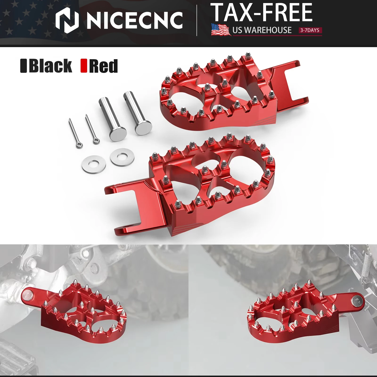 NICECNC لهوندا XR650L 1993-2025 دراجة نارية مسند القدم أوتاد Footpegs مساند الدواسات CR80R CR85R XR250R XR400R XR600R XR650R #1