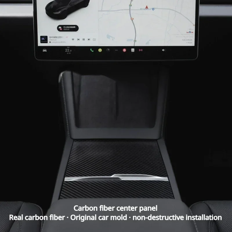 Central Control Panel for Tesla Model 3 Highland 2024 Real Carbon Fiber Console Cover Protective Film Stickers Car Accessories