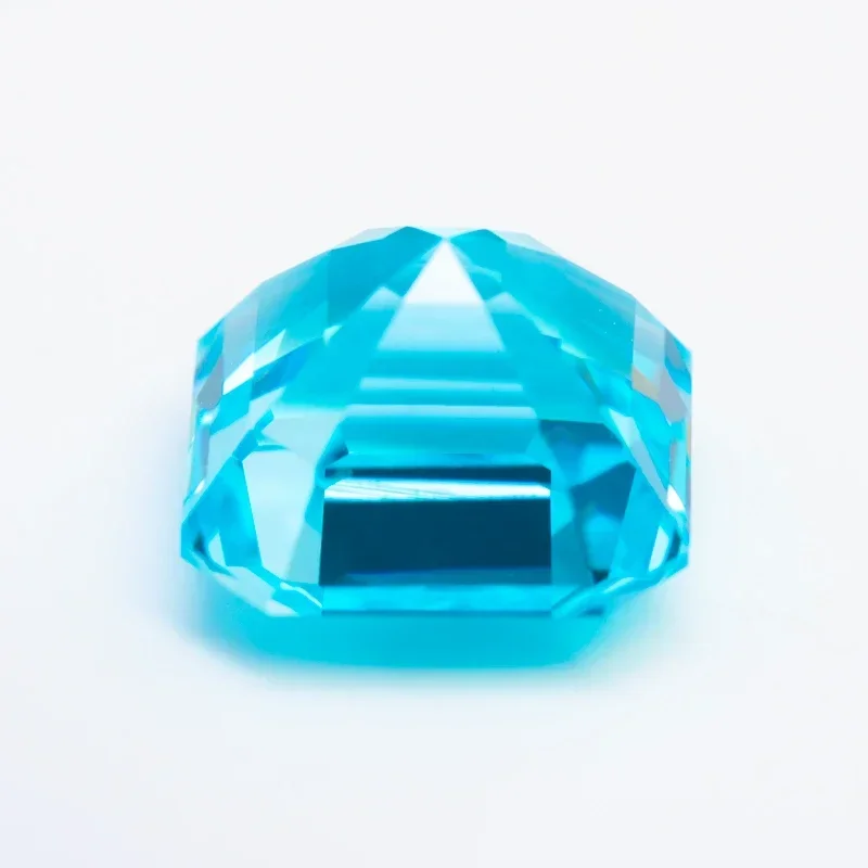 Lab Grown Sapphire Asscher Shape  Aquamarine Color DIY Ring Necklace Earrings Main Materials Extremely Shiny Quality Certificate