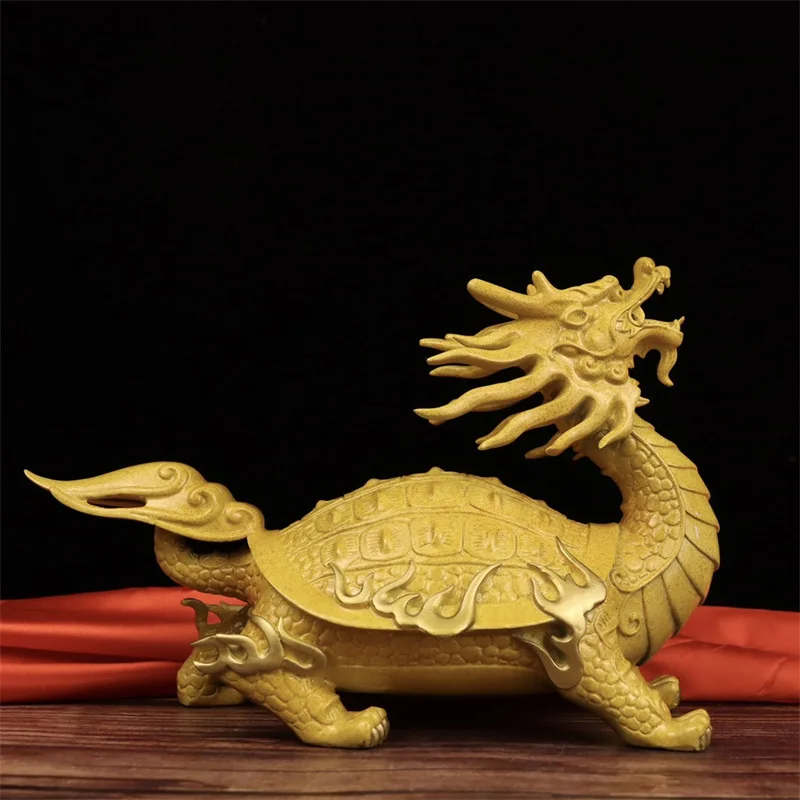 Brass Dragon Turtle Decoration Color Copper Flame Turtle Home Living Room Entrance Office Mascot Pendulum