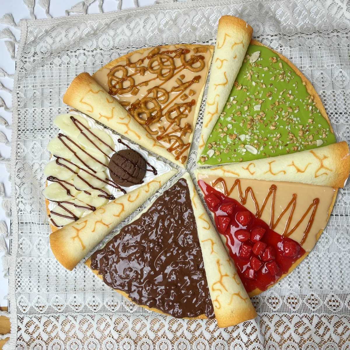 Simulated Fren Chdessert Crepes, Fake Cream, Fruit Decorations, Customizable imitations