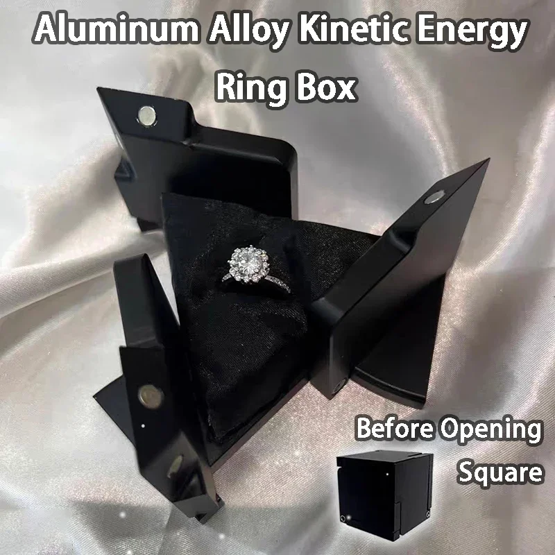 Rotating Mechanical Deformation Ring Box Aluminum Alloy Kinetic Energy Jewelry Storage Display Box Creative Proposal Cube Boxes