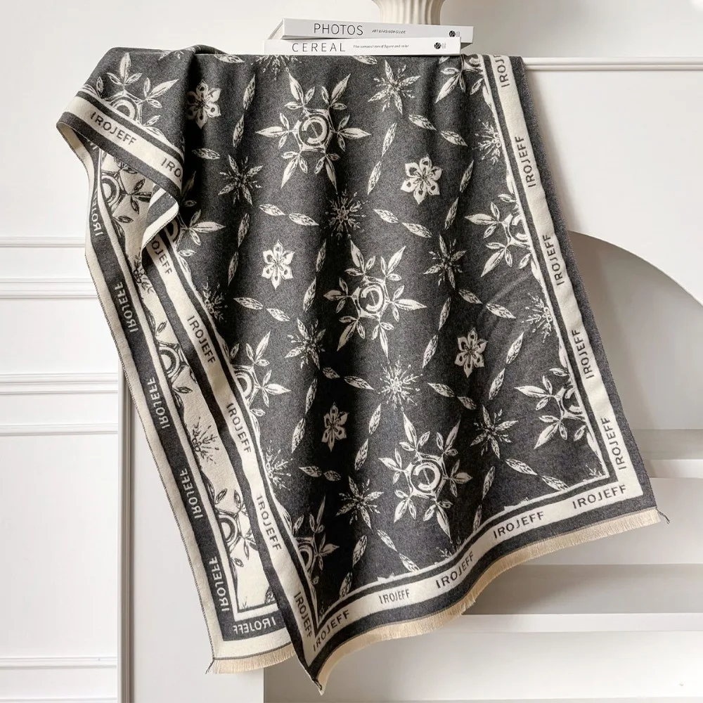 

Модный элегантный жаккардовый дизайнерский шарф, холодостойкая теплая шаль с бахромой, ветрозащитный шарф из искусственного кашемира на осень-зиму