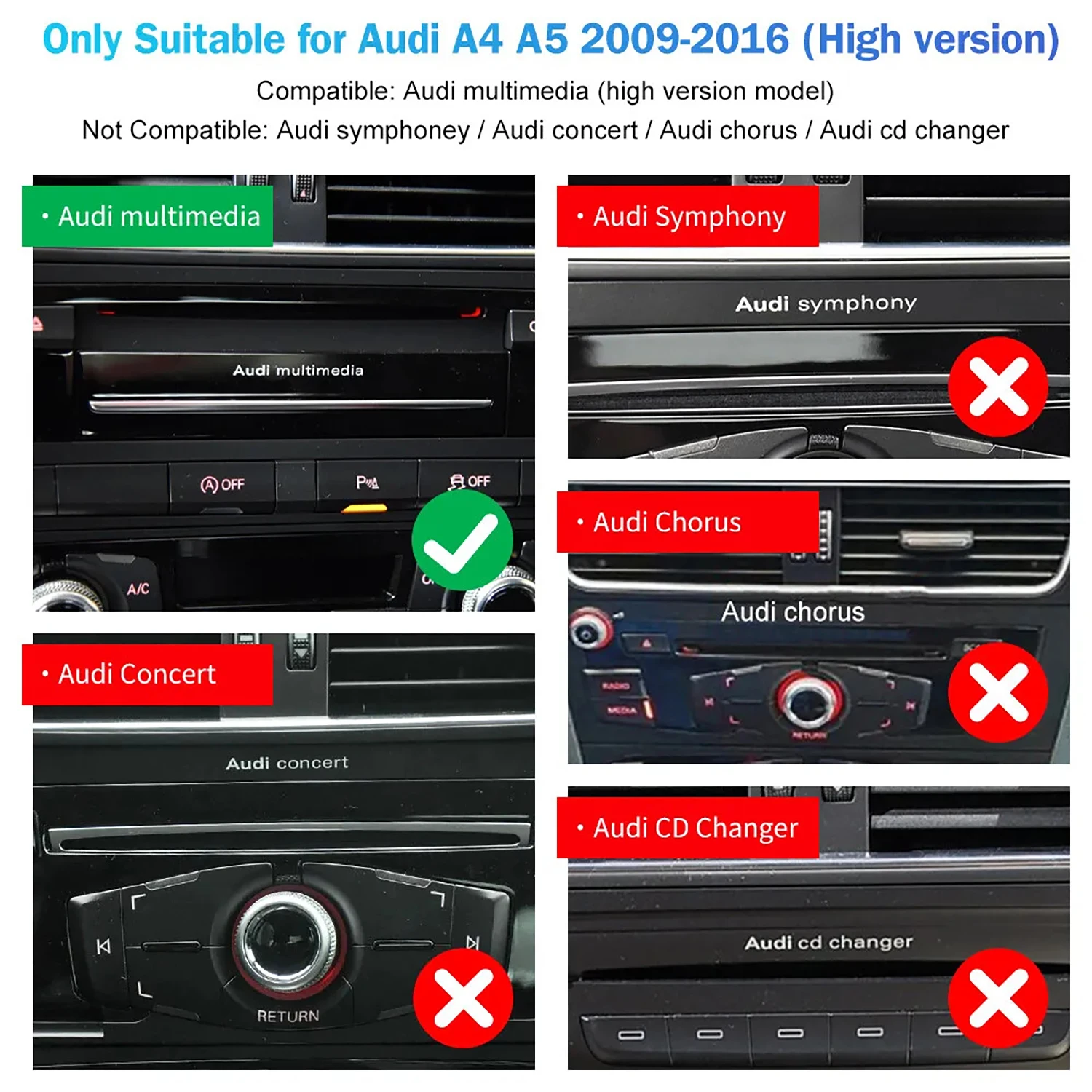 New Wireless CarPlay Android Auto Interface for Audi A4 B8 A5 Q5 2009-2015 with AirPlay Mirror Link Car Play Functions