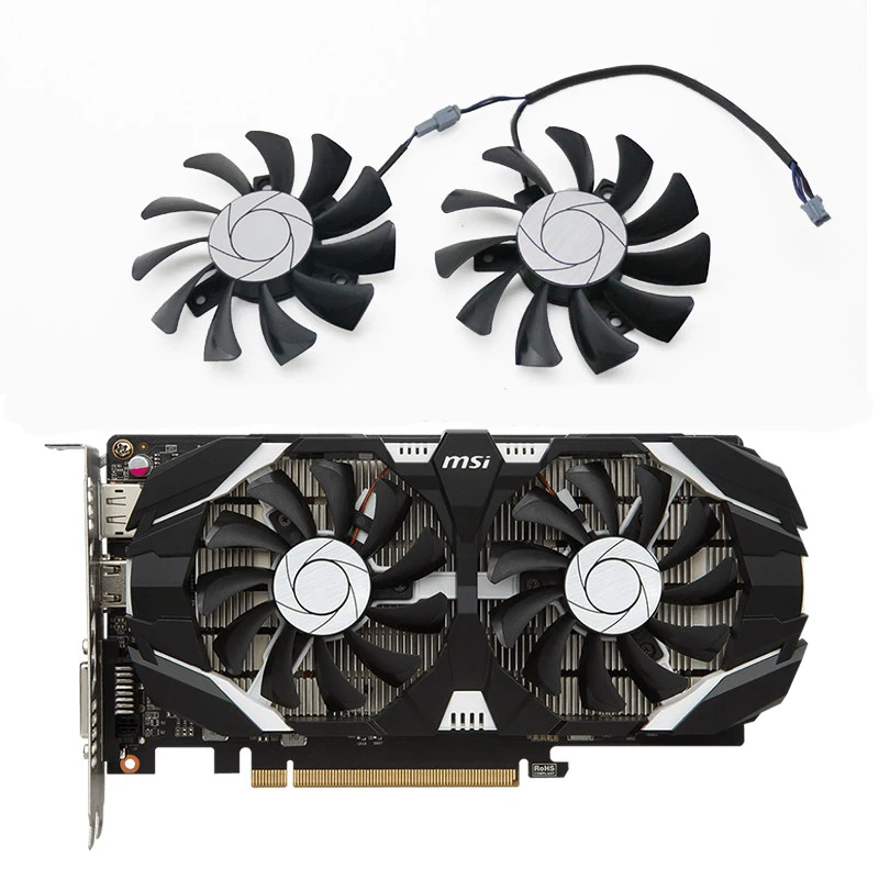 Compatible with MSI GTX1050ti 1050 Storm, GTX1650 GPU cooling fan HA8010H12F, fan diameter 75MM, mounting hole pitch 40MM