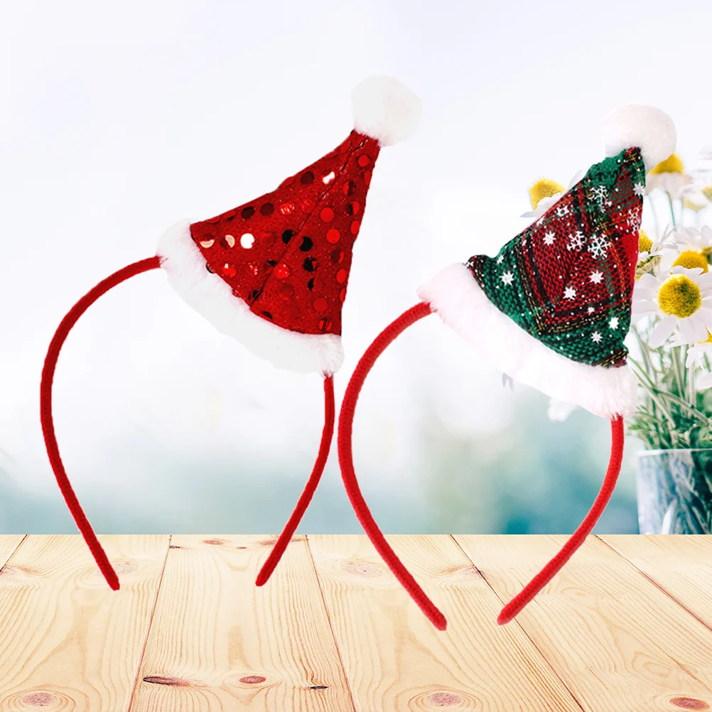 2pcs Christmas Performance Hair Bands Adorable Hair Hoops Headdress Party Favors Supplies for Children Kids Green and Red