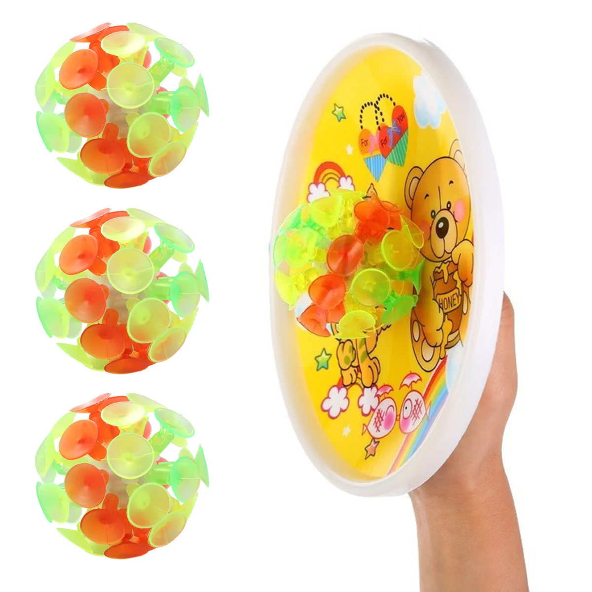 9pcs Children's Suction Ball Toys Glowing Parent-child Interaction Sucker Ball Kids Plaything Party Toy for Boys and Girls