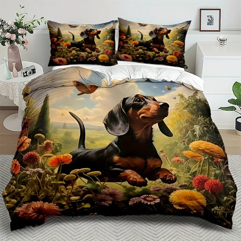 set-biancheria-da-letto-bassotto-cartone-animato-set-copripiumino-stampato-in-3d-copripiumino-twin-queen-size-con-set-letto-federa-per-camera-da-letto-dei-bambini